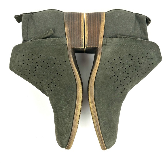 TOMS Deia Forest Suede Leather Perforated Ankle Bootie Size 7 - Picture 5 of 15